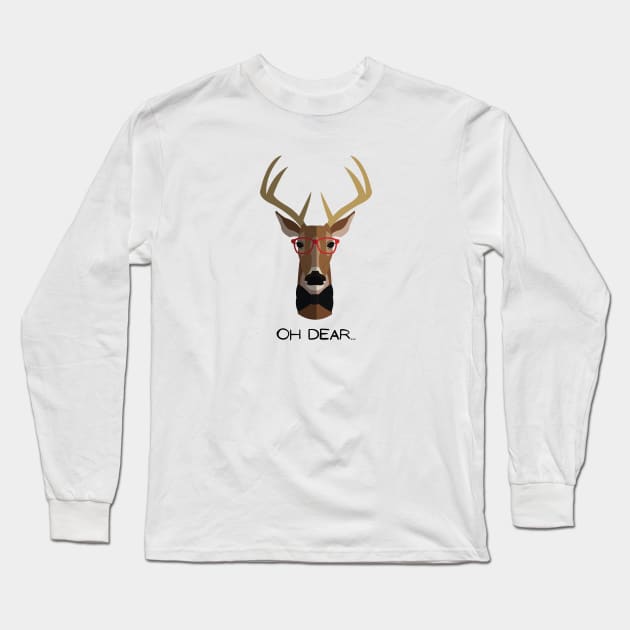 Oh Dear, cute deer in glasses Long Sleeve T-Shirt by chris@christinearnold.com